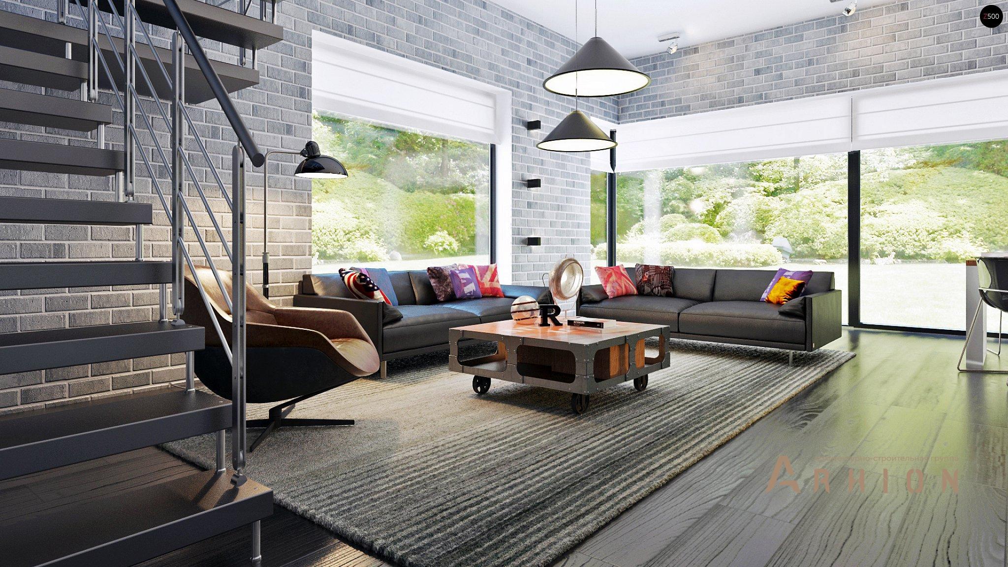 2. Проект двухэтажного дома в стиле хай-тек с плоской кровлей , Zx63 A, площадью - 131 кв c терассой, гаражом